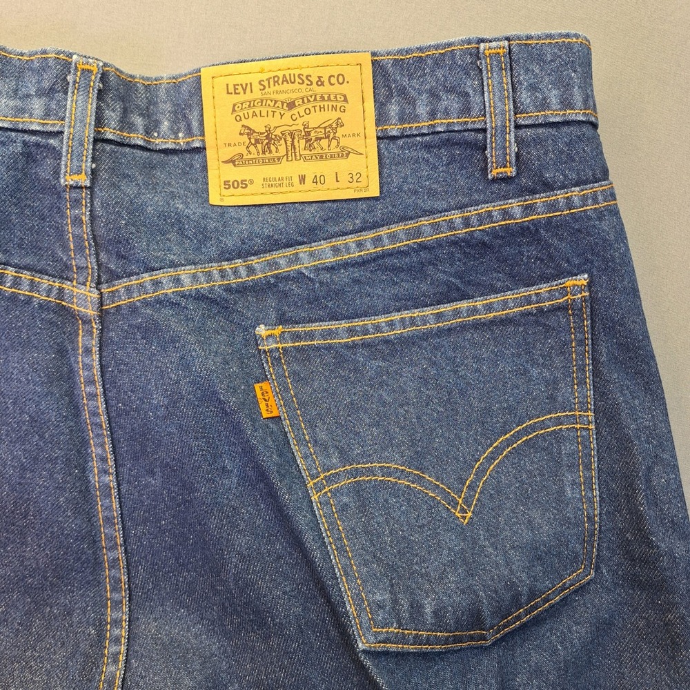 Levis 505 Regular Fit Straight Leg Orange Tab Jeans Blue 40505-0215 Mens 40x32